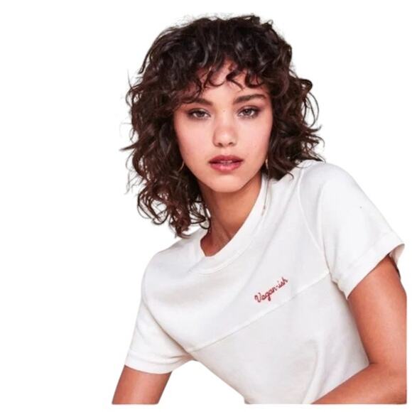 Mate The Label Organic Cotton  Cream Top Vegan-ish Embroidery Size XS NWOT - Picture 1 of 5